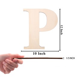 12 Inch Wooden Letter, Smooth Surface Wood Letters for Wall Decor, 1/5 INCH Blank Unfinished Wooden Letters for Home Wall Decor DIY Painting Crafts(Letter P)