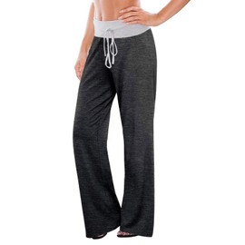 AMiERY Women's Lounge Pants Pajama Casual Loose Wide Leg Pants Yoga Sweatpants Comfy Sports Pant Grey L