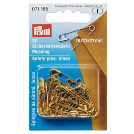 Prym MS 19/23/27 mm goldfarbig Sicherheitsnadeln, 19/23/27mm, Sortiert, 30 Stück, Messing