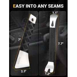 EVOULTES 2-Packs Auto Trim Removal Tool Kit, Polished Stainless Metal Auto Body Pry Tools, Car Removal Pry Bar for Door Panel, Dashboards, Clips, Baseboard, Fastener