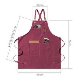 jiuzcare Kitchen Apron 68x76cm Mens Women Aprons for Cooking Cross Back Apron with 4 Pockets Adjustable Barbecue Apron Chef for BBQ Grilling Baking Gardening Barber, Pink