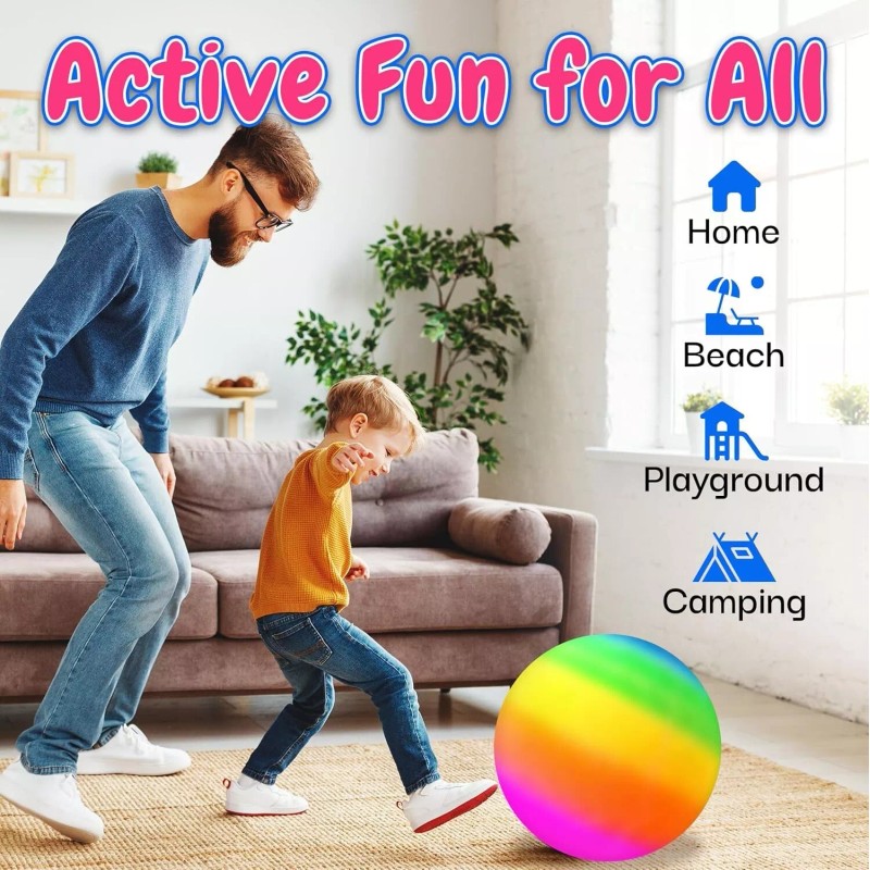 Playbees Rainbow Playground 16 Inches Ball for Kids with Hand