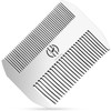 EDC-Metal Hair & Beard Comb - Credit Card Size Perfect for Wallet and Pocket - Anti-Static Dual Action Stainless Steel Comb, White