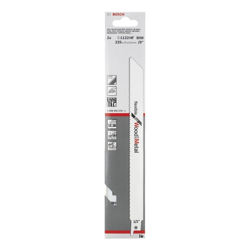 Bosch Accessories Flex Wood/Metal 1/2" UniShank S1122 HF, Blue, 225