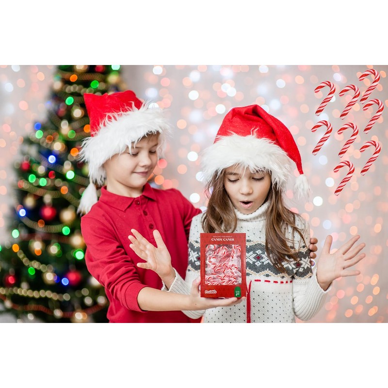 Fruidles Christmas Mini Candy Canes (100 Pack) Peppermint Flavor, Individually