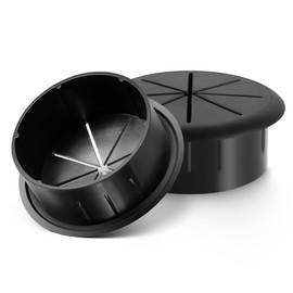 DuDuZui Pack of 4 Desk Cable Grommets, 60 mm Desk Cable Grommet, Desk Cable Hole Covers, Tidy Office and Home Workplace Cables, with 1 Hole Saw (Black, 60 mm)