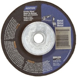 Norton Metal Blending Depressed Center Abrasive Wheel, Type 27, Aluminum Oxide, 5/8"-11 Hub, 4-1/2" Diameter x 1/4" Thickness (Pack of 2)
