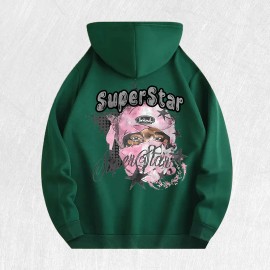 SuperStar Graphic Hoodie 100% Cotton US Warehouse 6 ColorsColor: Army Green, Size: 2 XL