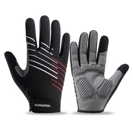 Hsdvdva Cycling Gloves Spring Summer Autumn Cycling Gloves Shock Absorption Bicycle Gloves Smartphone Compatible Breathable Abrasion Resistant Quick Drying Ultra Lightweight Anti-Slip Unisex Black Red