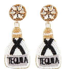 Mud Pie Womens Beaded Drink Dangle Earrings, Tequila, One Size