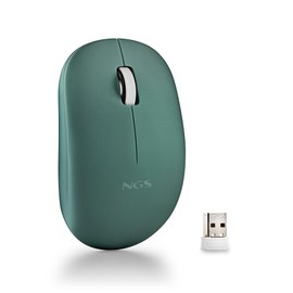 NGS Fog Pro Green Wireless Mouse 1000 DPI Optical Mouse Nano USB Interface Silent Buttons 2 Buttons Scroll Wheel Plug and Play Ambidextrous Green