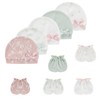 MAMIMAKA Baby Hat and Mittens Set Cotton Newborn Baby Hats