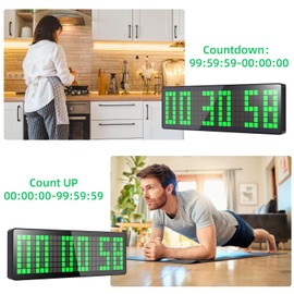 AnExer 13.2'' Gym Timer, Gym Clock, Large LED Digital Wall Clock, 12/24H Modes, Interval Timer Clocks With Stopwatch, Training Timer With Remote Control For Home Garage