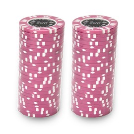 Brybelly Coin Inlay Poker Chip 15-gram Heavyweight Clay Composite – Pack of 50 ($0.50 Pink)
