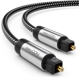 Deleycon Toslink Cable with Nylon and Metal Connectors Black