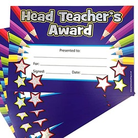 40 Holographic Sparkly Head Teachers Award Stars Pencils Childrens Pupils School Reward Certificates A5 Primary Teaching Services