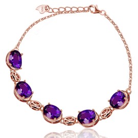 Uloveido White Gold Plated January Birthstone 1.5CT Red Garnet Bracelet for Women Girls Birthday Gift FB047, Sterling Silver, Amethyst