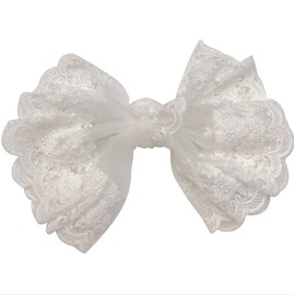 SOTHENG Bows Hair Clips for Women，Cute Aesthetic Hair Accessories，Girls French Barrette Bowknot with Long Tail for Women， White Lace Hair Bow Clips