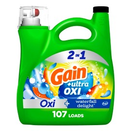 Gain Gain Ultra Oxi Liquid Laundry Detergent, 107 loads, 154 fl oz, Waterfall Delight Scent, 2-in-1, HE Compatible