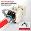 AMPCOM CAT7A Keystone Jack Ratchet Zip-tie Design, 10Gbps 1000Mhz Shielded