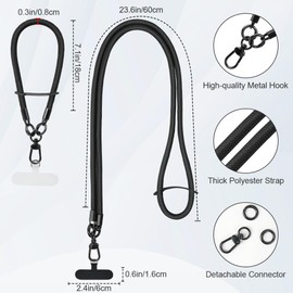 Flintronic 2 Pack Crossbody Phone Lanyard Strap and Wrist Strap with 2 Patches, Universal Phone Tether, Nylon Neck Strap, Compatible with Most Phone Cases