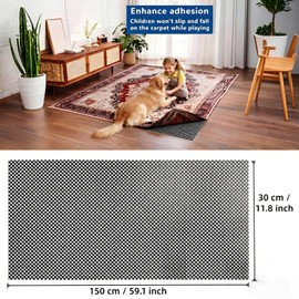 Multipurpose PVC Anti Slip Mat, 30 x 150cm Cuttable Waterproof Grip Mat, Reusable Washable Rug Underlay Gripper Liner, Non Slip Matting for Rugs, Drawers, Shelves, Home Office Car Interior (Grey)