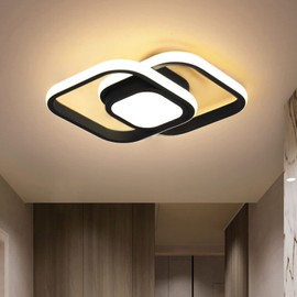 JDONG JDONG LED ceiling light 24W black ceiling lamp 4000K 2000LM neutral white? Square lamp for kitchen, balcony, hallway, bedroom, basement ?30CM