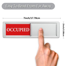 AVYDIIF Vacant Occupied Sign for Home Bathroom Office Restroom, Privacy Sign, Non-Scratching/Strong Magnet with Double-Sided Adhesives/Easy to Read & Slide (Silver & Green - Vacant Occupied Sign)