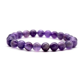 DOJA Barcelona Amethyst Bead Bracelet, Pearl Bracelet 8 mm Balls, Pack 1-2, Elastic Bracelets Minerals, Rock Crystal, Energy Bracelet, Healing Stones, Chakra Bracelet Women/Bracelet Men