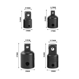 4 Piece Socket Adapter Set, 3/8 to 1/2, 1/2 to 3/8, 1/4 to 3/8, 3/8 to 1/4 Inch, Socket Adapter Ideal for DIY