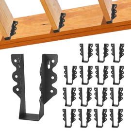16 Pcs 2"x 6" Joist Hanger,Q235B Steel Face Mount Joist Hangers,Black Powder Coated Hurricane Ties for Rafter, Rafter Brackets for Floor, Deck and Ceiling Joists