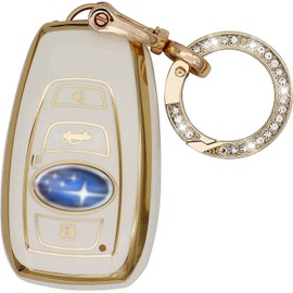 Elegananccy for Subaru Key Fob Cover, Soft Full Protection Key Case Shell with Keychain Compatible with Ascent BRZ Crosstrek Forester Impreza Legacy Outback WRX STI (White)