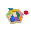 KINGOU Wooden Hexagon Tangram Puzzle Shape Pattern Blocks Brain Teaser