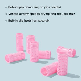 Diane Snap-On Magnetic Rollers Pack of 8 Hair Curlers for Women and Girls, Small, Diameter, Pink, D4719, 8 Count (Pack of 1)