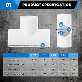 1-1/4" PVC 3 Way Tee Elbow Fitting, 10 Pcs Angle Pipe Connectors, Schedule 40 Furniture Grade Fittings for Building PVC Furniture DIY Garden Structures and Frames