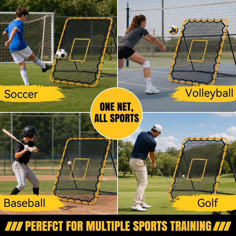 3.7 x 4.8FT Soccer Baseball Rebounder Net, Softball Lacrosse Pitch