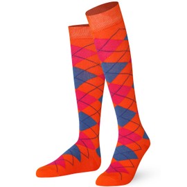 Mysocks Knee High Socks for Women and Men - Breathable Combed Cotton Seamless Toe Argyle Unisex Long Socks - Casual Knee Length Golf Socks