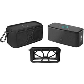 Alltravel Silicone Cover Skin for DOSS SoundBox Touch Wireless Bluetooth and SoundBox Bluetooth Speaker, full 6 DIRECTIONS Protection, Customized with color/shape matching (Black)