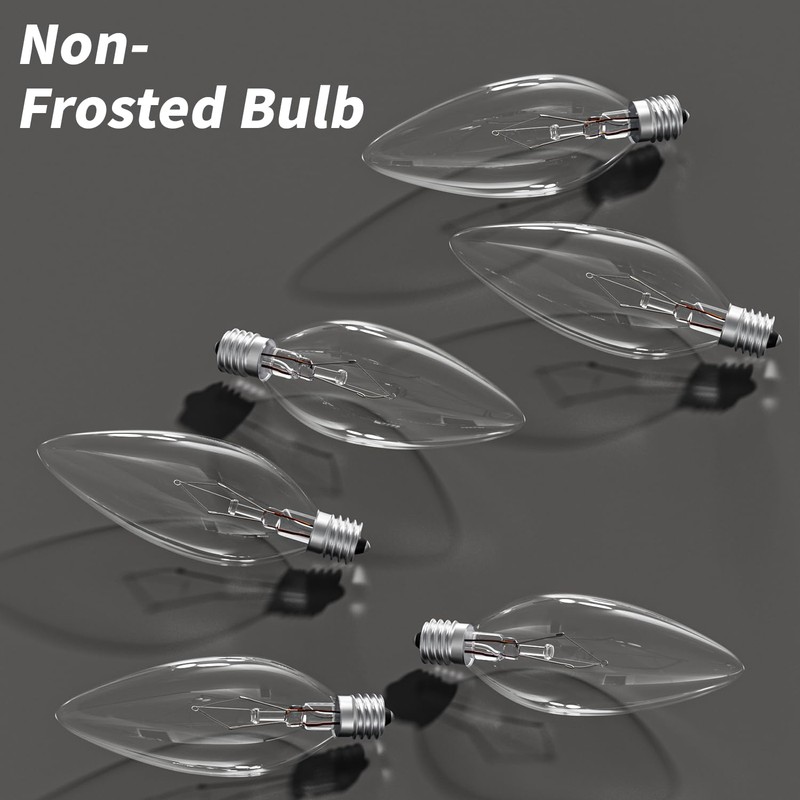 CYLYT 20-Pack E12 Candelabra Light Bulbs 25W Warm White 2500K,