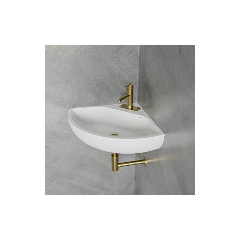 ANGLE CORNER MOUNT SINK, WHITE, SINGLE HOLE