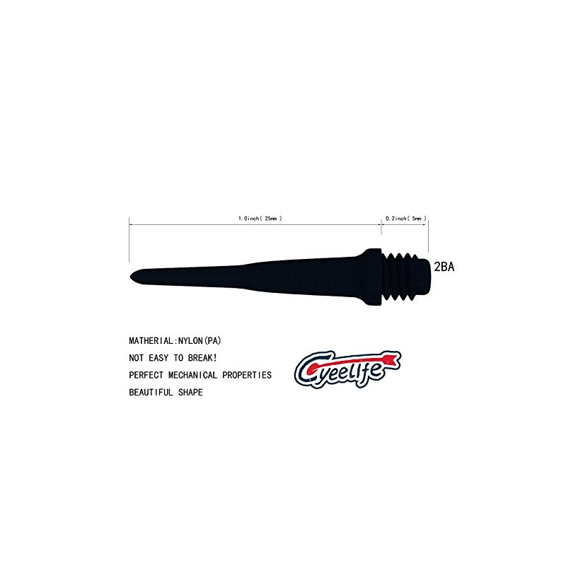 CyeeLife Darts Tip 2BA & 25mm Black Point Tip 100-Piece