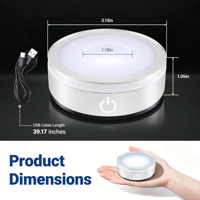 Silver Round LED Light Base Multicolor Display Stand (Two packs)