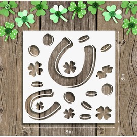 9 Pieces Saint Patrick Painting Tool Stencils Template Set, Creative Saint Patrick's Hat Clovers Words Stencils Reusable Painting Stencils for DIY Painting Art Projects Supplies