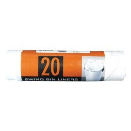 20 White Tie Handle Swing Bin Liners - 50L