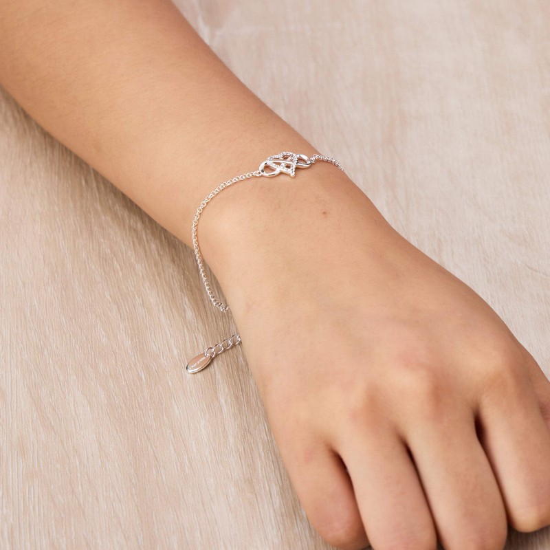 Philip Jones Silver Plated Infinity Heart Bracelet Created with Zircondia®