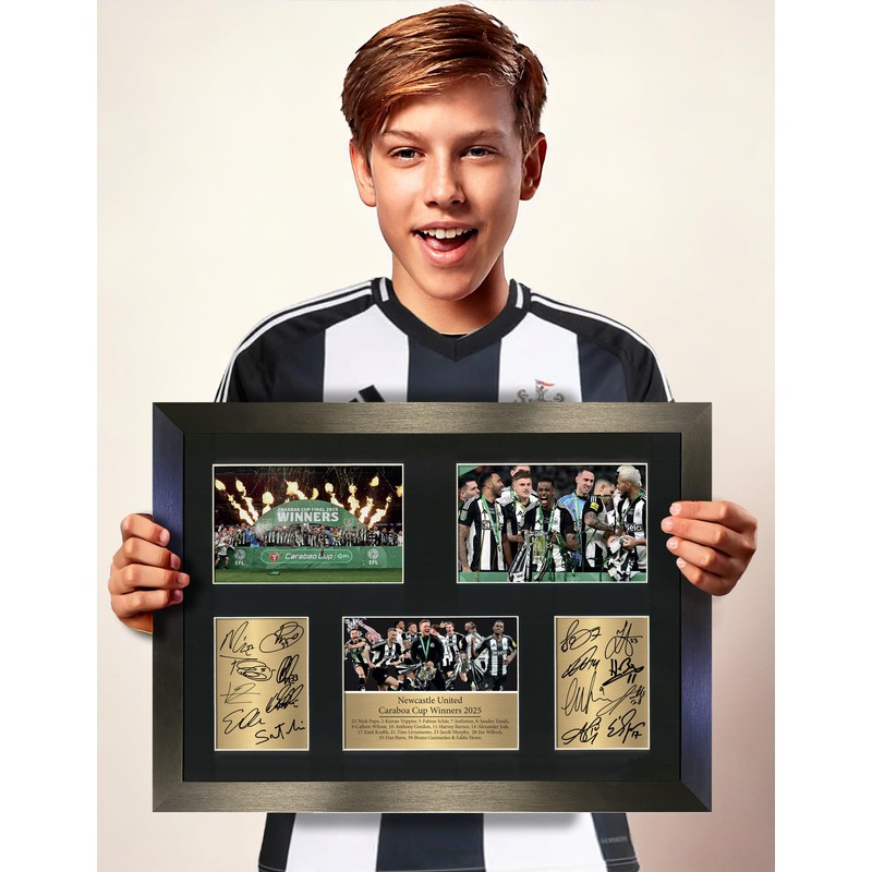 Newcastle Carabao Cup Winners 2025 Limited Edition Reproduction Autograph Poster