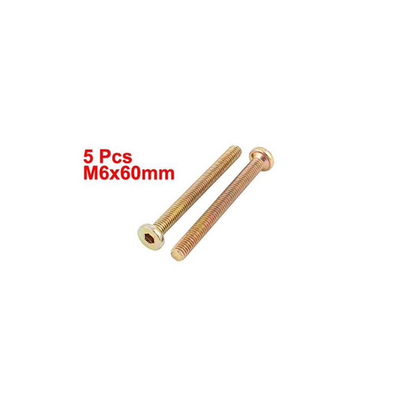 Sourcingmap a15062400ux0151 M6 x 60mm Threaded Hex Hexagon Socket Head