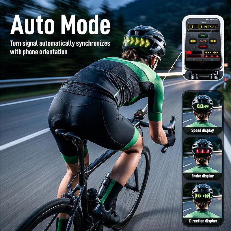 Smart LED Helmet Light with APP Control – 4-in-1 Motorcycle