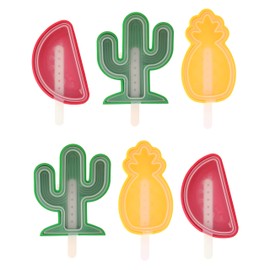 Set of 6 DIY Ice Lollies with Stick - Pineapple, Cactus, Watermelon