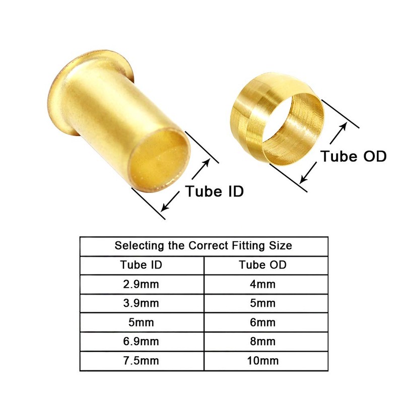 Beduan Brass Compression Fitting, 6mm OD 5mm ID Compression Sleeve